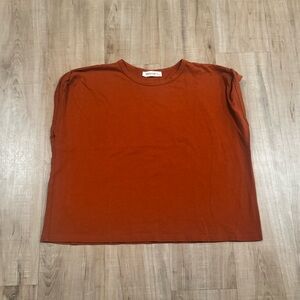 RIVIR Rust Brown Oversized Short Sleeve Cotton Shirt